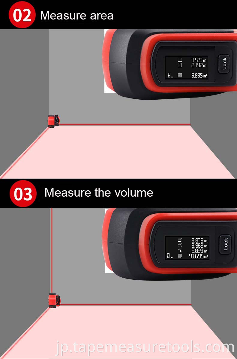 デジタルレーザー巻尺2in 15m巻尺自動ロック機能付き30mレーザー距離